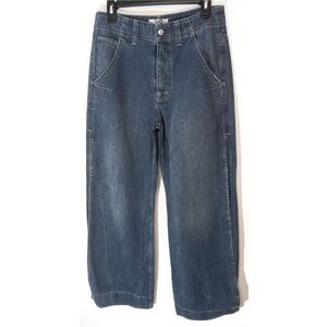 WE The Free Wide Leg High Waisted Open Side Blue Jeans 28